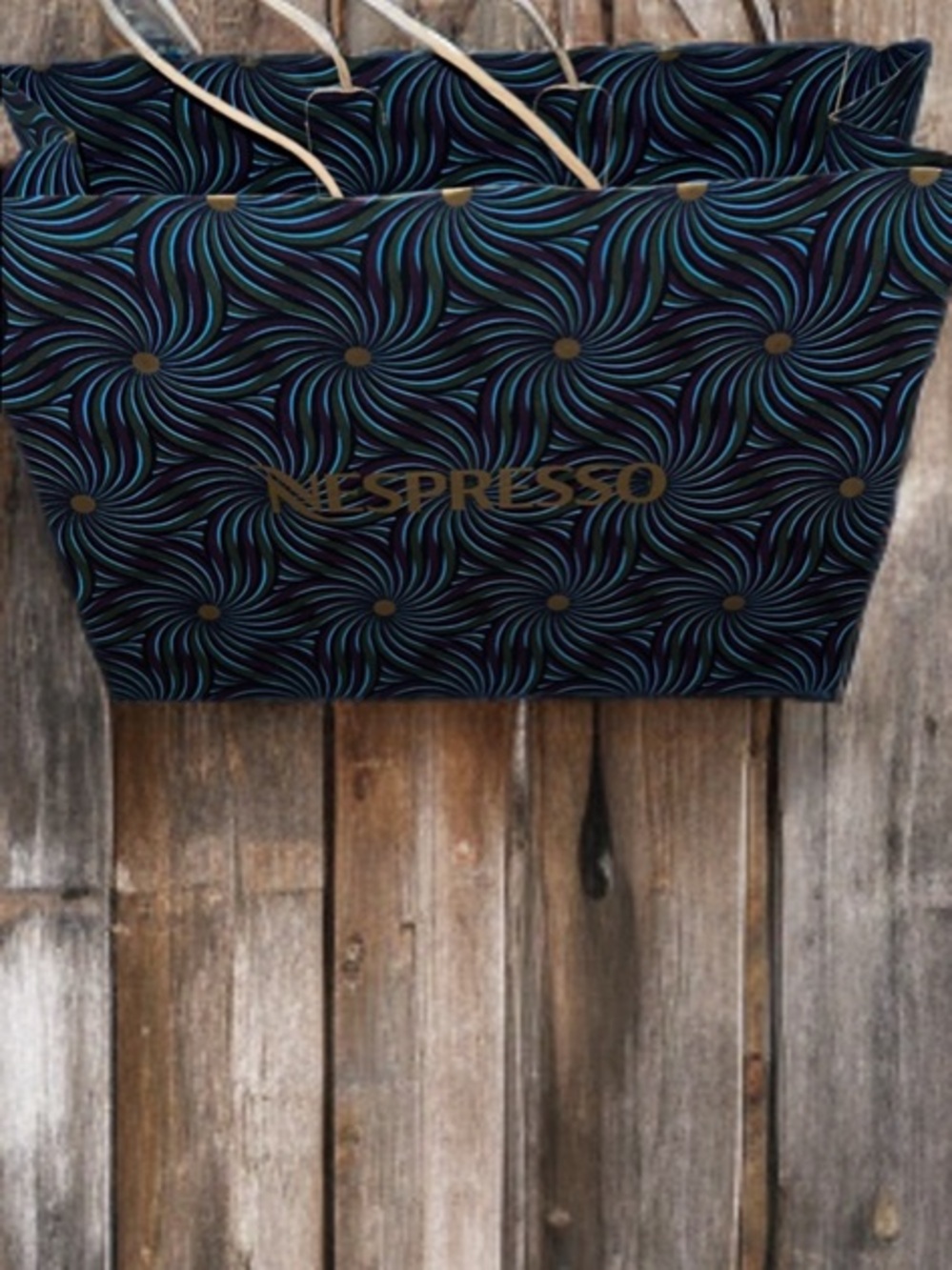 Nespresso Black and Blue Swirl Gift Bag
